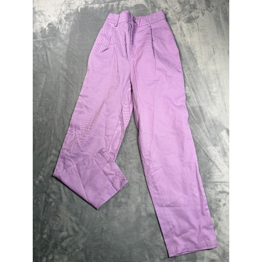 Shein Pants Womens 2 Purple High Rise Slash Pockets Pleated Cotton Tapered Leg